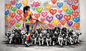 Graffiti Pop Art - Promenade avec les chiens