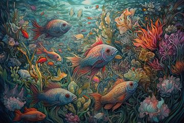 Fishing in the Sea by ARTEO Paintings