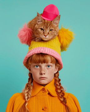 Colourful portrait "Cat love" by Studio Allee