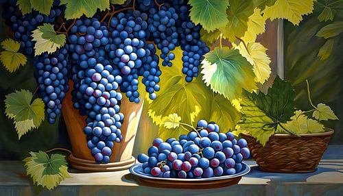 Weintrauben auf Terrakotta-Schale - Stilleben