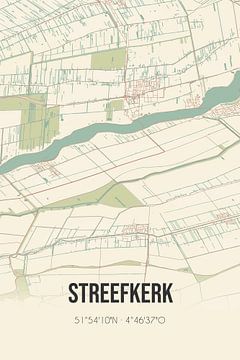 Vieille carte de Streefkerk (Hollande du Sud) sur Rezona