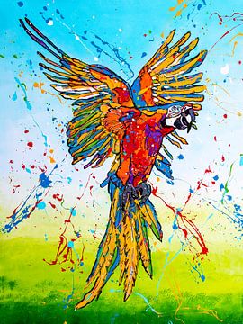 Vliegende Papegaai van Happy Paintings