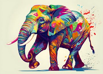 Elefantenmalerei | Bunter Elefant | Abstrakte Kunst von AiArtLand