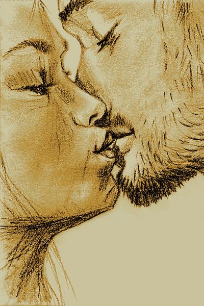 Baiser, jaune d'or par Krista Kitsz Art