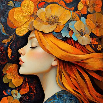 Orange Yellow Flowers by Eye catching paintings