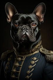 Bouledogue français en tenue militaire à l'ancienne sur Wall Wonder
