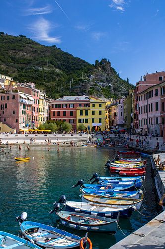 Bunter Hafen von Vernazza, Italien