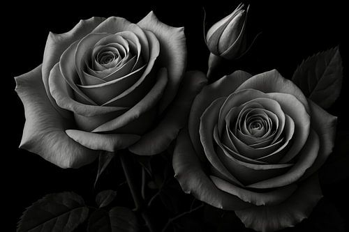 Zwart-wit rozen en knop