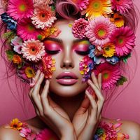 fille de fleur rose