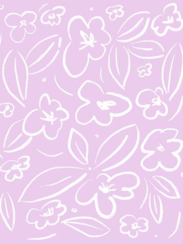 White Flower Sketch on Lila