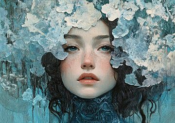 Bloemen Vrouw | Zachte Blauwe Mystiek
