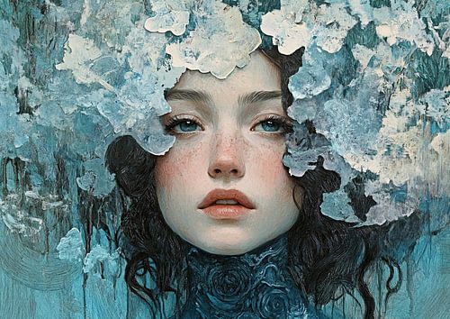 Blumen Frau | Sanfte blaue Mystik