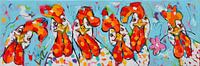 De Kippen Dames | Panorama van Vrolijk Schilderij thumbnail
