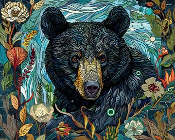 Peinture de l'ours Nature sur Peinture Abstraite