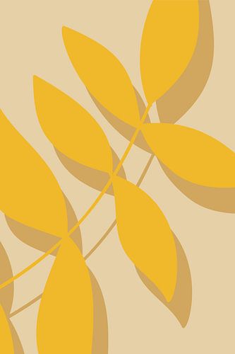 Moderne Botanische Kunst. Abstracte bladeren in warme pastels nr.5