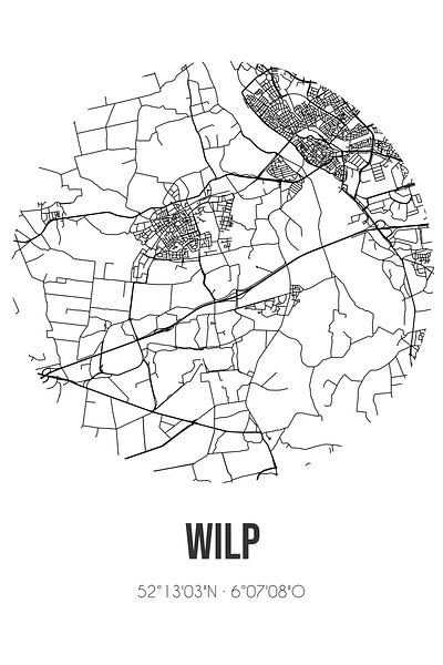 Wilp (Gelderland) | Map | Black and white by Prints of Place