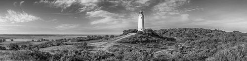 Vuurtoren Dornbusch op Hiddensee aan de Oostzee. Zwart-wit foto