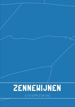 Blaupause | Karte | Zennewijnen (Gelderland) von Rezona