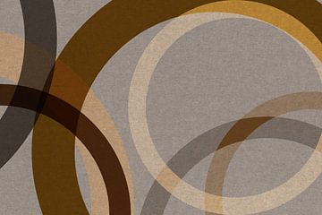 Abstracte organische vormen in bruin, oker, beige. Moderne geometrie in retrostijl nr. 4 van Dina Dankers