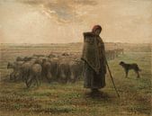 Herderin en haar kudde, Jean-François Millet van Meesterlijcke Meesters thumbnail