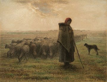 Die Hirtin und ihre Herde, Jean-François Millet