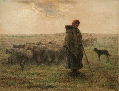 Herderin en haar kudde, Jean-François Millet
