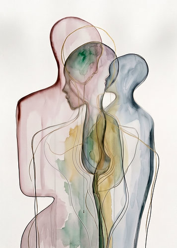 Verbundenheit 2 – Abstrakt-figuratives Aquarell