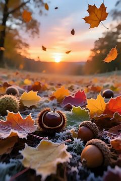 Marrons dans la lumière du crépuscule