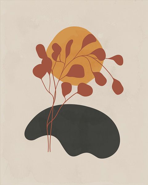 Paysage minimaliste avec un eucalyptus en rouge par Tanja Udelhofen