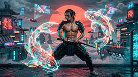 Neon Samurai, Japan von my pixel art