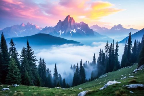 Bergpanorama Ontwaken van de Alpen