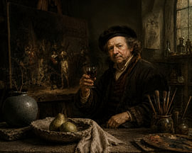 Rembrandt stößt auf die Nachtwache an von Peter Pen Zeichnungen und Gemälde