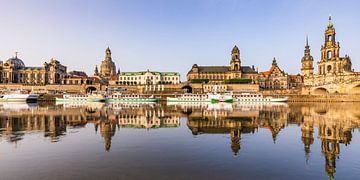 Skyline Dresden mit Raddampfern und der Frauenkirche von Werner Dieterich