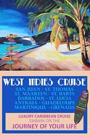 Affiche de voyage rétro sur la croisière aux Antilles