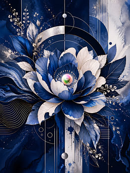 Blaue Florale Geometrische Harmonie