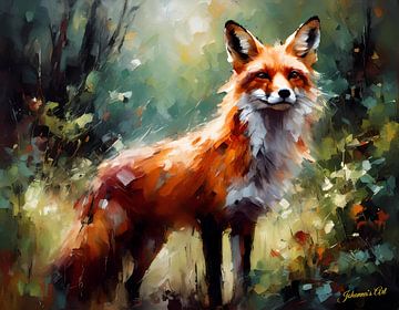 Wilde dieren - Geabstraheerd surrealisme - Fox 3 van Johannas Art Creations