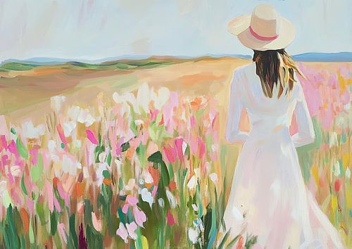 Wilde bloemen Weide Pastel