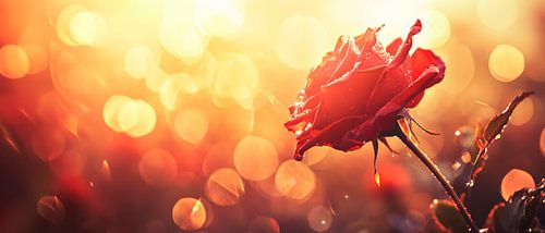 Bright red rose in the sunlight by Poster Art Shop