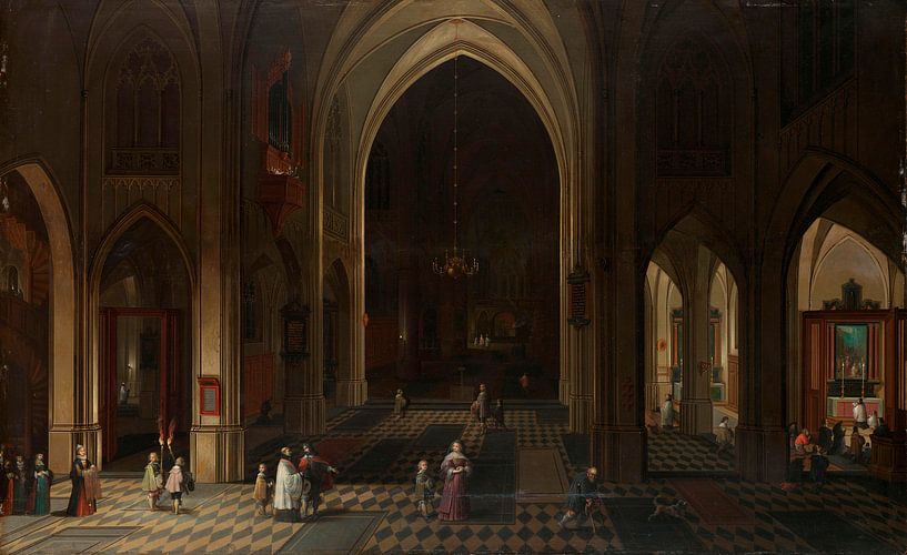 Intérieur d'une église à la lumière des bougies, Pieter Neefs (I) par Des maîtres magistraux
