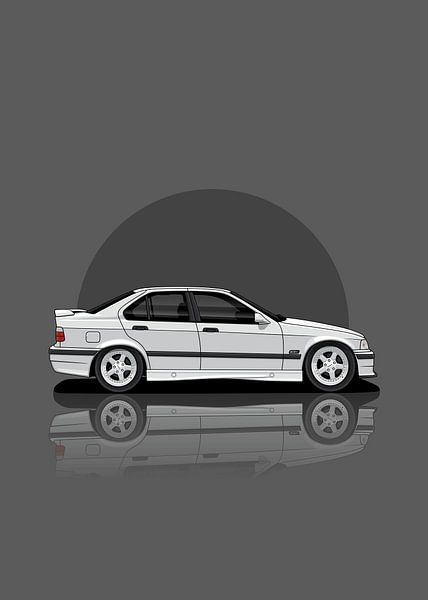 Kunstauto 1997 BMW M3 E36 wit van D.Crativeart