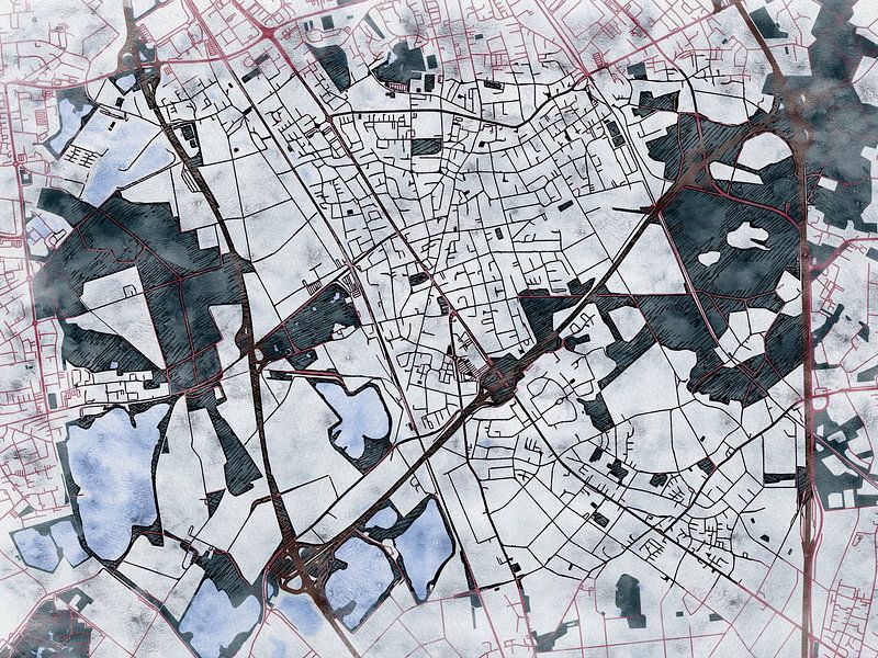 Map of Langenfeld (Rheinland) with the style 'White Winter' by Maporia