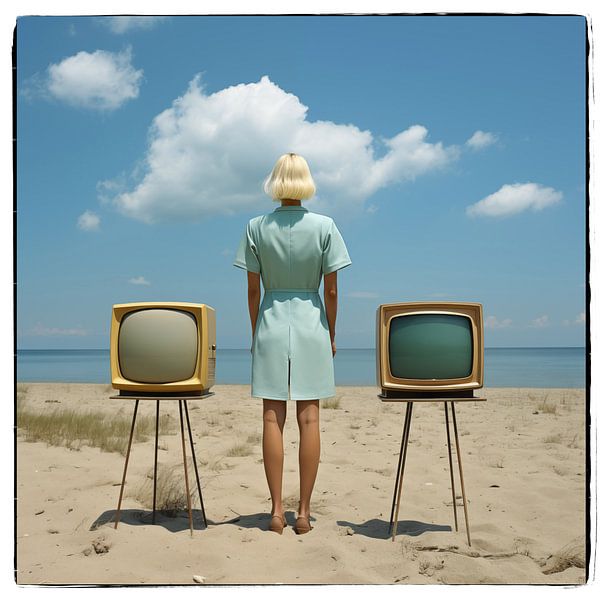 Woman with televisions by Hans Hordijk