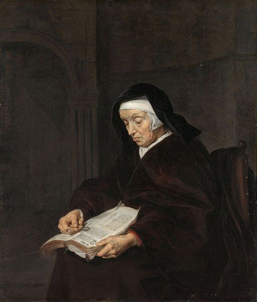 Old Woman Meditating, Gabriël Metsu by Masterful Masters