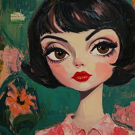 Fille et fleurs | Grands yeux sur Peintures accrocheuses