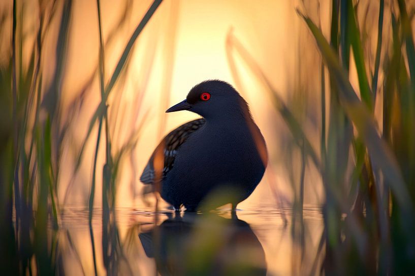 Oiseau d'eau dans la lumière du soir par Poster Art Shop