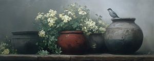 Vasen mit gelben Blüten