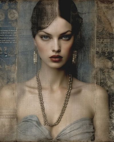 Vintage portret in blauwtinten