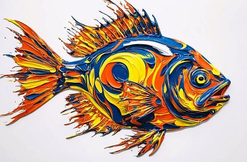 Kleurrijke abstracte vis kunstwerk
