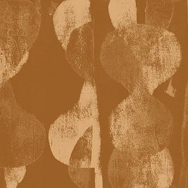 White abstract shapes on dark ochre. by Dina Dankers