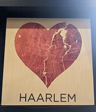 Klantfoto: Liefde voor Haarlem  |  Stadskaart in een hart van Wereldkaarten.Shop, op hout